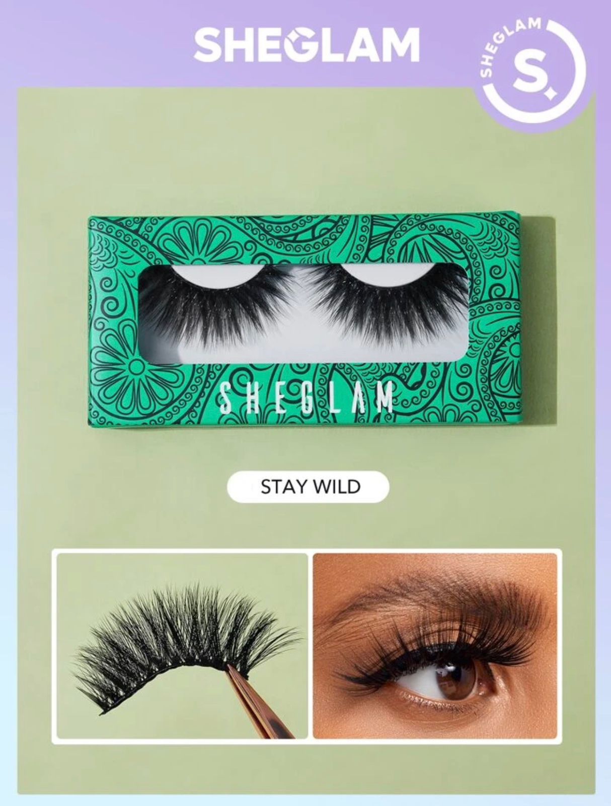 SHEGLAM 1pair Stay Wild Thick Curly False Eyelashes